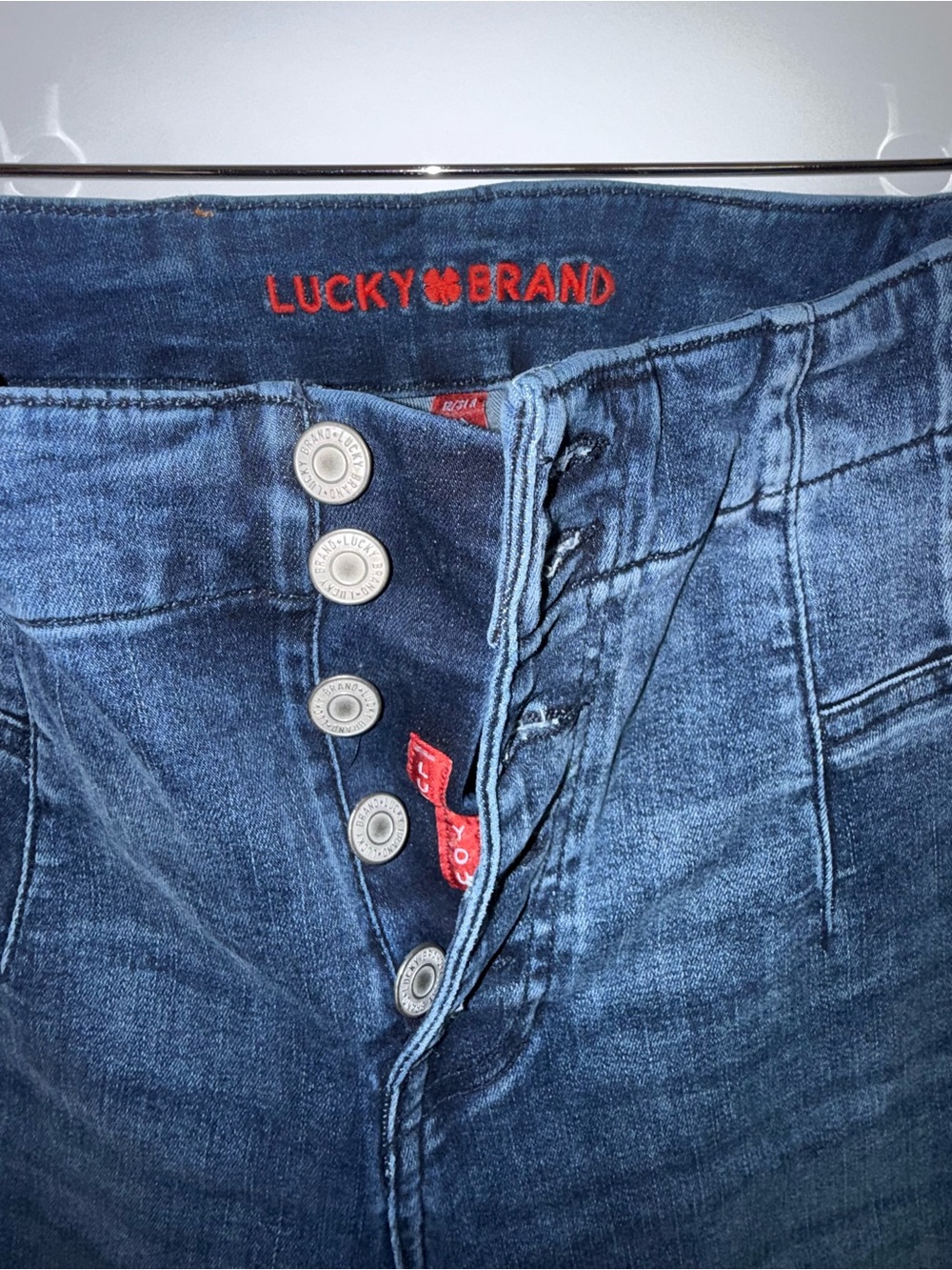 Lucky Brand High-Rise Button-Fly Dark Blue Jeans